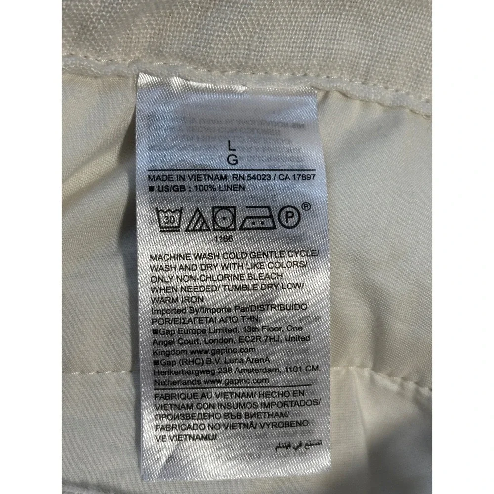 Banana Republic Womens White 100% Linen Wide Leg Pants High Rise Trousers L Boho